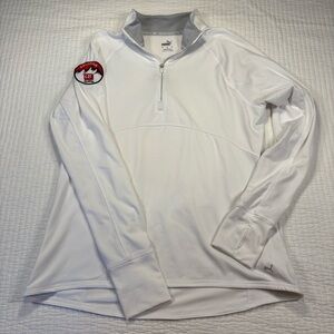 Womens Puma Golf White Quarter-Zip Pullover QT Patch‎ Large